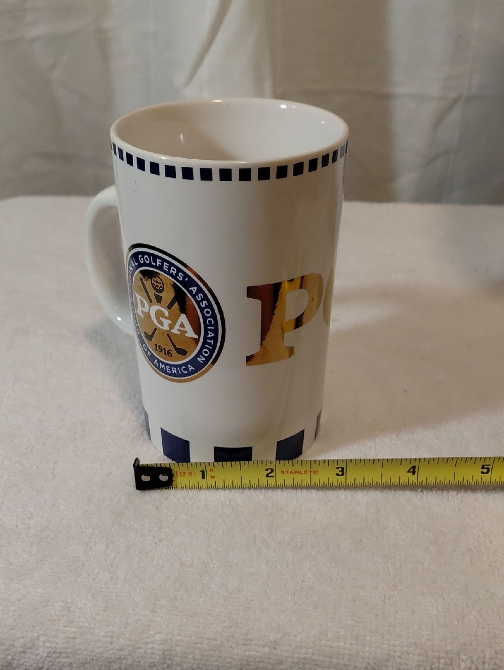 White and Navy  PGA Ceramic Coffee Mug
